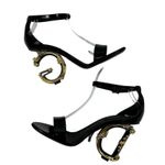 Dolce & Gabbana NEW Kiera Baroque Lamb Leather Sandals Black Size IT40/US10 Photo 5