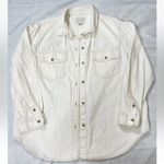 American Eagle  Woman’s M Shacket Oversized Off White Denim button down Shirt‎ Photo 13