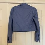 IRO  Women's Hartley Leather Moto Jacket Size 10 In Blue LT Photo 10