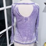 Chaser Purple Distressed Burnout Open Cut Out Long Sleeve Top Photo 10