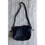 Akua Blue Black Pebble Faux Leather Laser Cut Fringe Flap Shoulder Bag Purse Photo 1