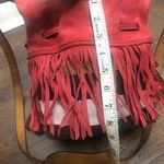 Burberry  Belgrove Red Fringe Suede‎ Leather Nova Check Bucket Bag Crossbody Photo 11