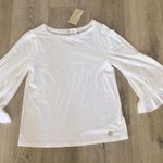 Michael Kors MK white T with ruffle hem sleeve . Photo 0
