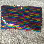 NEW Rainbow Sequin Zip Top Clutch Organizer Pouch NWOT Purple Photo 5