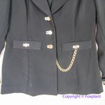 Vintage Lew Magram Collection Blazer Sz 10 Black Gold Buttons Chain Military Photo 2