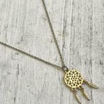 Dainty gold and silver tone dream catcher necklace Photo 0