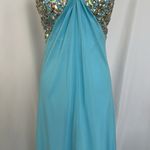 Aqua Blue Dress Size 2 Beaded Evening Party Cocktail Prom Bedazzled Rhinestoneā Photo 4