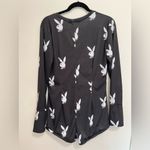 Playboy  Women’s One Piece Long Sleeve Shorts Romper Button Front Sz L/XL EUC Photo 3