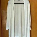Eileen Fisher White Tencel Stretch Simple Long Cardigan Photo 6