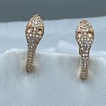 NWT Gold colored Crystal Avenue pave CZ snake head huggie earrings Photo 2