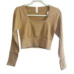 Aerie NWT OFFLINE By Seamless Cable Square Neck T-Shirt Yellow/Gold Size Large Photo 0