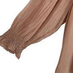 Frye Womens Cara Tie Front Smocked Long Sleeve Blouse Blush Size Small NWT Photo 4