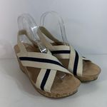 Life Stride Dream Big Women's Wedge Sandals Shoes Almond & Navy Slingback 8.5M Photo 5