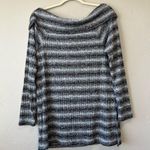 Off Shoulder Ribbed Long Sleeve Top L y2k tunic twee faded stripe sweater grunge Gray Size L Photo 5
