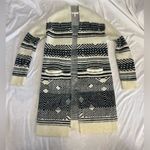 Maurice's EUC Black Cream Patterned Fuzzy Duster Cardigan XS Photo 1