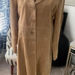Womens Suede Midlength Button Down Coat w/Stitch Detail Bohemian Penny Lane Tan Size XL Photo 0