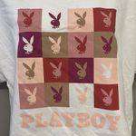 Playboy Bunny Distressed Cut Cropped Cotton Crewneck White T-Shirt- Large Photo 4