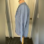 J.Crew  Band Collar Ruffle Front Striped Long Sleeve Shirt Photo 5