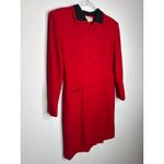 Jones New York 1980s  Red & Black Collar 100% Wool Dress USA Made small Photo 4