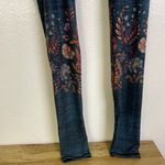 Yoga Democracy Leggings Small Womens Festival Denim Floral Multi Workout Gym 25" Blue Photo 4