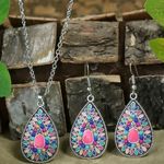 Silver Multi Colored Gemstone Necklace and Earrings (2) Piece Set Photo 0