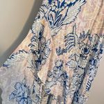 Free People Forever Yours Smocked Side Slit Maxi Slip Dress Blue Floral XS Photo 3