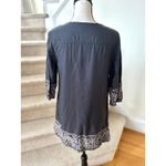 Roots  Canada Grey White Paisley 3/4 Sleeve Tassel Long Line Tunic Photo 2