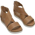 Eileen Fisher Sport Tumbled Leather Sneaker Sandals Honey Crisscross Straps 8 US Photo 0