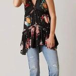 Free People Haze Floral Tunic Hi Low Green Tank Top Size Medium Photo 2