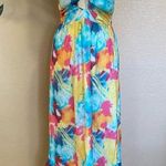 Lulus NWOT  Stunning One Multi Abstract Print Drawstring Halter Maxi Dress Photo 0