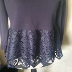 Ann Taylor {NWOT ~} ~ navy blue ~ lace bottom - fully lined blouse Photo 1