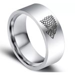 Game of Thrones Ice Wolf Silver Ring Photo 1