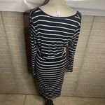 Old Navy  Womens Black White Long Sleeve Striped Maternity Midi Dress Size Medium Photo 3