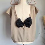 Maeve Anthropologie, New,  Tan Bow Back Balletcore Muscle Tee Shirt, Size XL Photo 6