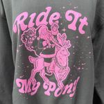 Girl Tribe Co Charlotte NC Ride It My Pony Santa Christmas Sweatshirt Reindeer Gray Size M Photo 2