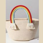 Rainbow Handle Tote Purse White Photo 0