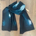 Anthropologie Anthro Vintage Hand-Dyed Oblong Silk Scarf Dark Turquoise White 14.5"w x 77"l Photo 5