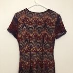 Soprano  Burgundy Maroon Red Navy Blue Floral Lace Short Sleeve Fit Flare Dress S Photo 8