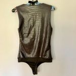 EXPRESS NWT Body Brown Contour Croc Faux Leather High Neck Thong Bodysuit Photo 2
