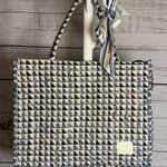 Elegant Blue and Cream Women's Tote Bag Photo 0