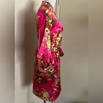 Ms Lovely Hot Pink Baroque Floral Satin Kimono Short Robe Size XS Photo 6