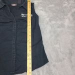 Harley Davidson 90's COllared‎ V Cut Vest Tank Snap Buttons Size Small Womens Black Photo 5