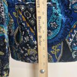 Chico's  Blazer Womens S Blue Velvet Paisley Print Button Front Jacket Boho Dressy Photo 6