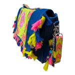 Khaadi Pakistani traditional embroidered Jean bag with fringes Pink Photo 2