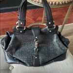 Kenneth Cole New York Black Word Embossed Silver Hook Clasp Shoulder Bag Photo 1