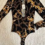 Windsor  Luxe Link Plunge Neck Bodysuit Chain Print NWT size XS​ Photo 4