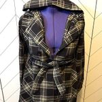 LA Kitty Juniors Large Black White Plaid Button Hood Pockets Short Trench Coat Size undefined Photo 0