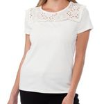 Karl Lagerfeld lace collar bib relaxed fit women’s white top Size Medium Photo 0