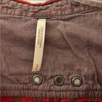 Free People  Red Plaid Button Down Shirt Photo 1