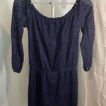 Lilly Pulitzer Scalloped Shell Lace romper. Navy blue. Size medium Photo 0